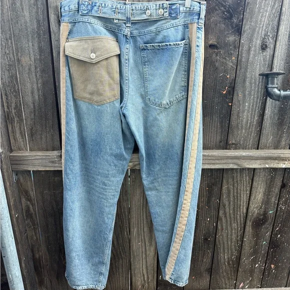 We The Free Relaxed Blue and Tan Jeans - Picture 4 of 9